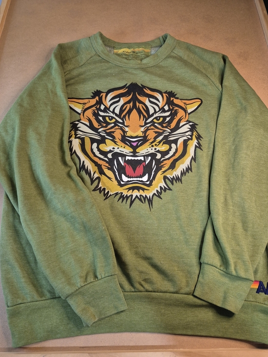Aviator Nation Tops - Aviator Nation Green Crewneck Sweatshirt with Tiger Graphic